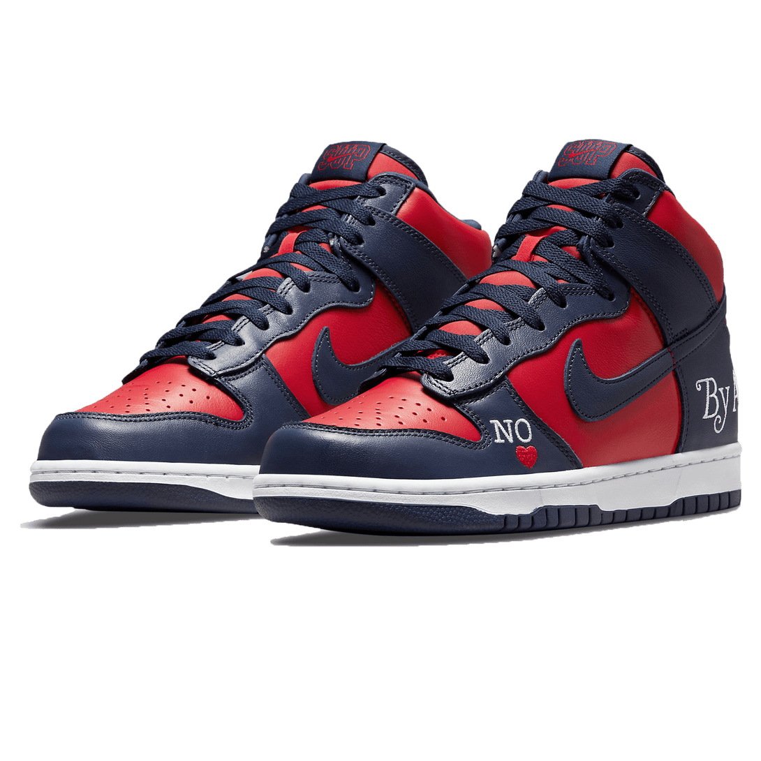 Supreme x Nike Dunk High SB 'By Any Means - Red Navy'- Streetwear Fashion - helmiss.com