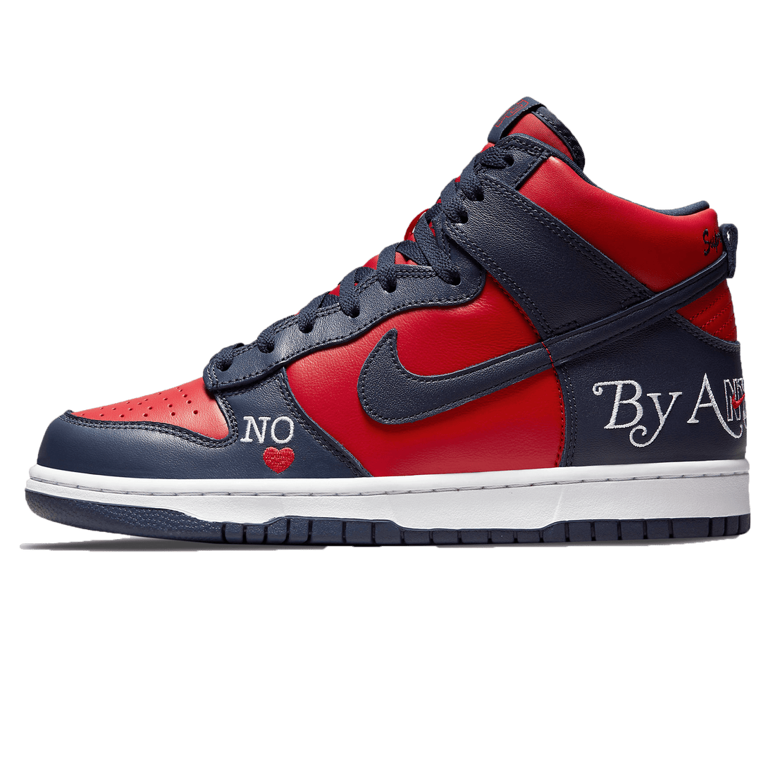 Supreme x Nike Dunk High SB 'By Any Means - Red Navy'- Streetwear Fashion - helmiss.com