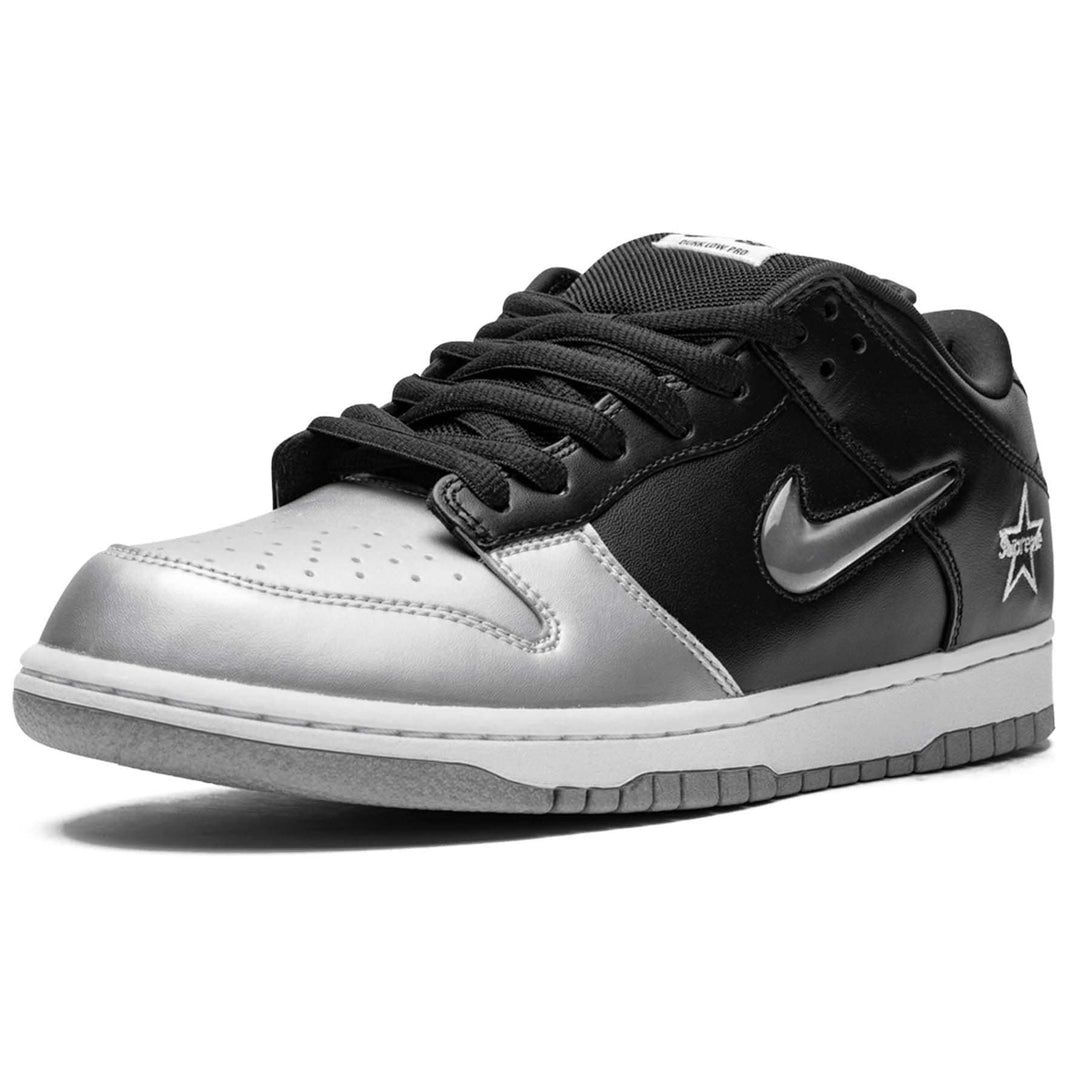 Supreme x Nike Dunk SB Low QS 'Metallic Silver'- Streetwear Fashion - helmiss.com