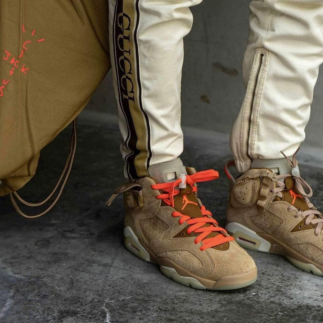 Travis Scott x Air Jordan 6 Retro 'British Khaki'- Streetwear Fashion - helmiss.com