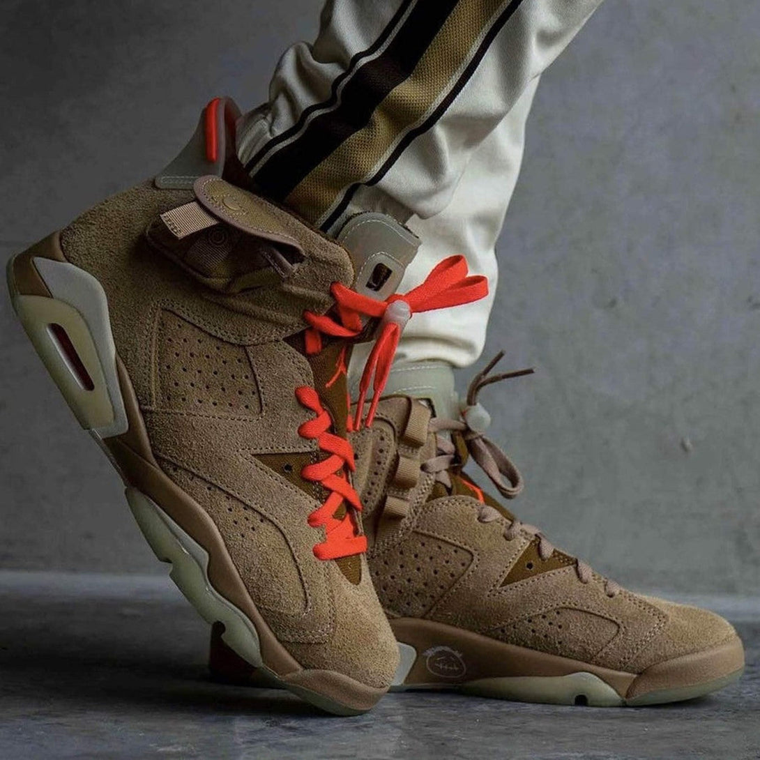 Travis Scott x Air Jordan 6 Retro 'British Khaki'- Streetwear Fashion - helmiss.com